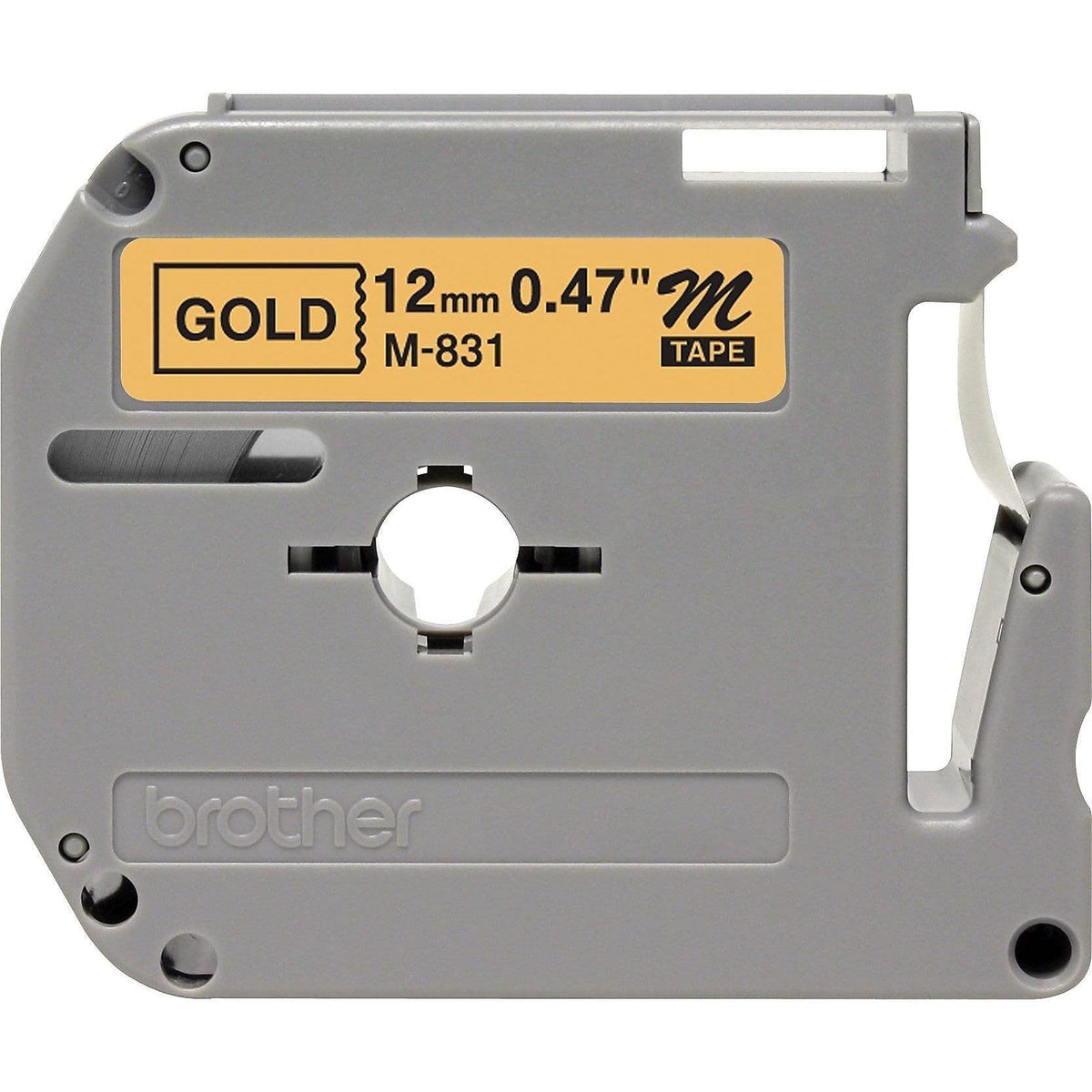 Brother M831 M Series Labeling Tape for P-Touch Labelers, 1/2-Inch w, Black on Gold