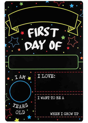 First Day Last Day of School Double Sided Sign (Dry Erase Board for Liquid Chalk Markers - 12 inch x 7.9 inch)