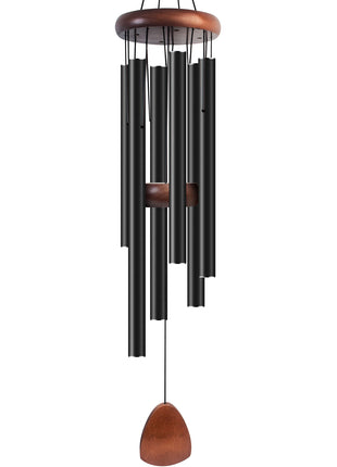 Bursvik 37" Aluminum Wind Chimes for Outside(Black), Patio Zen Decor Gift | Creates Calming Zen Atmosphere, Classic Melodies, Great Gift for Mom, Ideal Outdoor Decoration