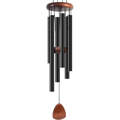 Bursvik 37" Aluminum Wind Chimes for Outside(Black), Patio Zen Decor Gift | Creates Calming Zen Atmosphere, Classic Melodies, Great Gift for Mom, Ideal Outdoor Decoration