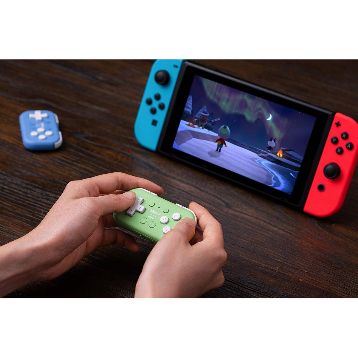 Nargos 8BitDo Micro Bluetooth Key Chain Sized Mini Controller for Nitendo Switch, Windows, Android and macOS (Micro- Green)