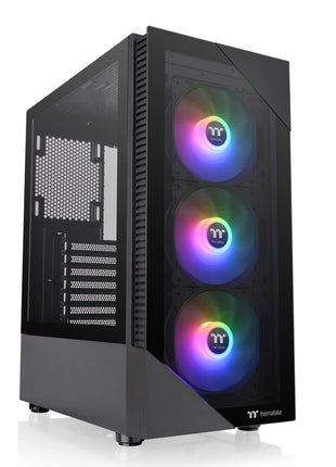 Thermaltake View 200 TG ARGB Motherboard Sync ATX Tempered Glass Mid Tower Computer Case with 3x120mm Front ARGB Fan, CA-1X3-00M1WN-00