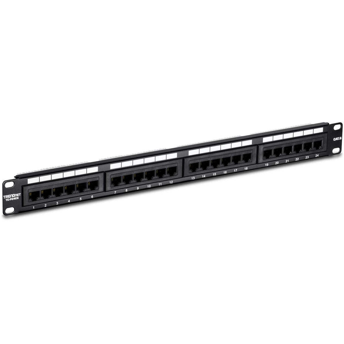 TRENDnet 24-Port Cat6 Unshielded Patch Panel, Wallmount or Rackmount, Compatible with Cat3,4,5,5e,6 Cabling, for Ethernet, Fast Ethernet, Gigabit Applications, Black, TC-P24C6 (Pack of 1)