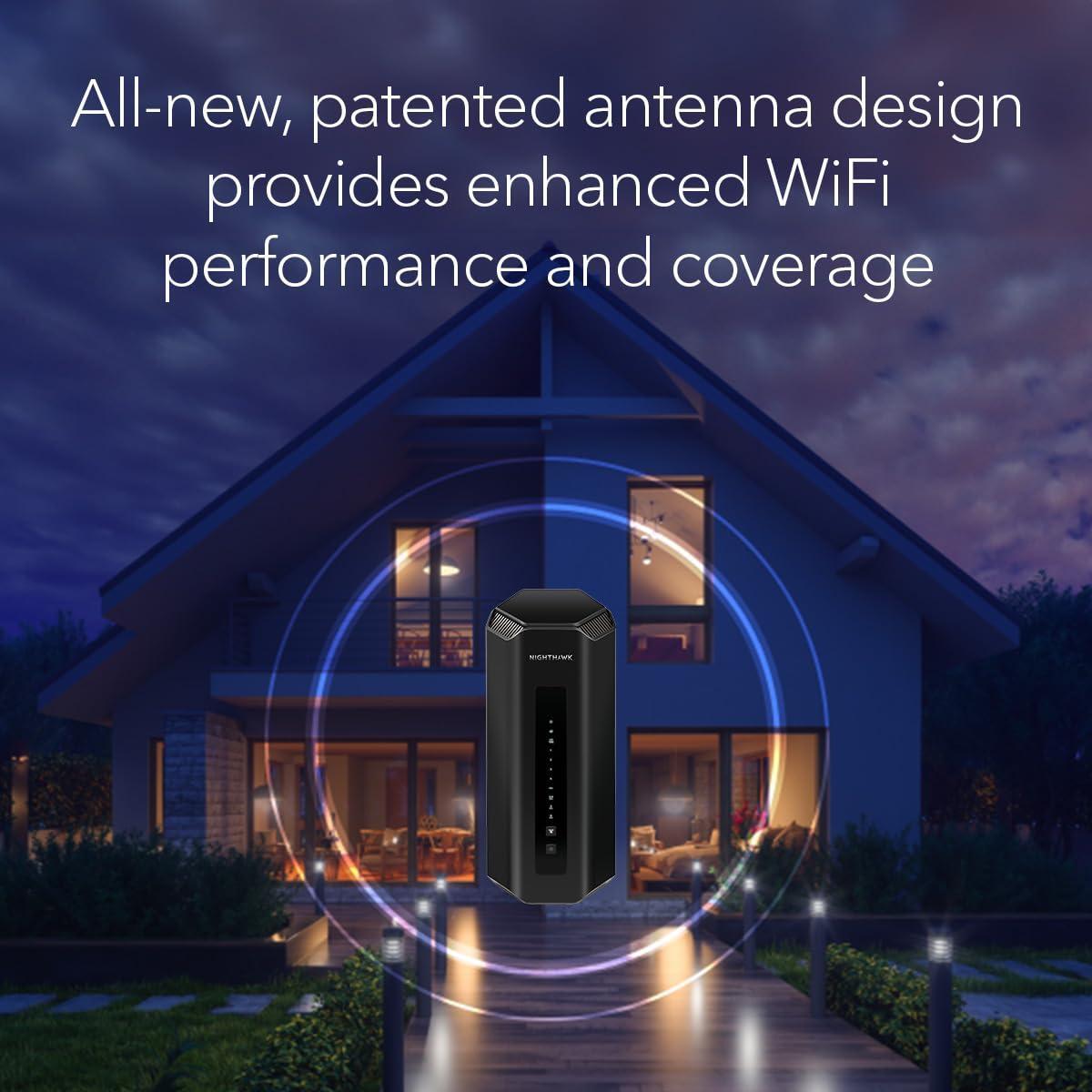 NETGEAR Nighthawk Tri-Band WiFi 7 Router (RS700S) - Security Features, BE19000 Wireless Speed (up to 19 Gbps) – 10 Gig Internet Port - Covers up to 3,500 sq. ft. – 1-Year Armor & Free Expert Help