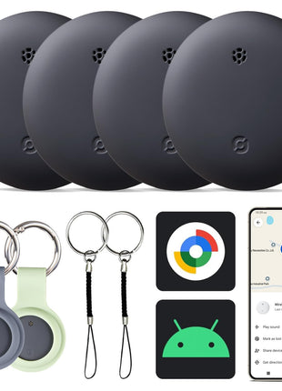 Reyke Android Tracker Tag, Works with Google Find Hub, White | IP66 Waterproof, Replaceable Battery, Bluetooth Item Finder For Keys, Luggage, Backpacks And Wallets, Android Phones Only
