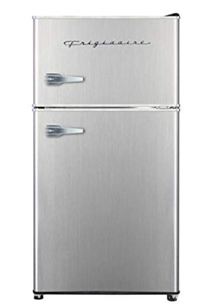 Frigidaire EFR3A1 Compact Small Top-Freezer Refrigerator, Stainless Steel Mini Bar Fridge, Platinum Series-21.26" D x 17.83" W x 33.5" H, 3.2 cu ft Double Door