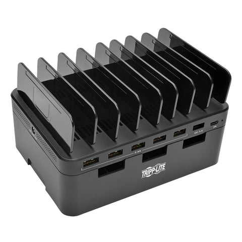 Tripp Lite 7-Port USB Charging Station Hub Quick Charge 3.0, USB-C, Storage, 6.6" x 4.9" x 2.6" (U280-007-CQC-ST)
