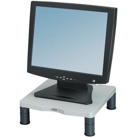 Fellowes Standard Monitor Riser-Monitor Riser, 13-1/8 inchx13-1/2 inchx2 inch-4 inch, Platinum/Graphite