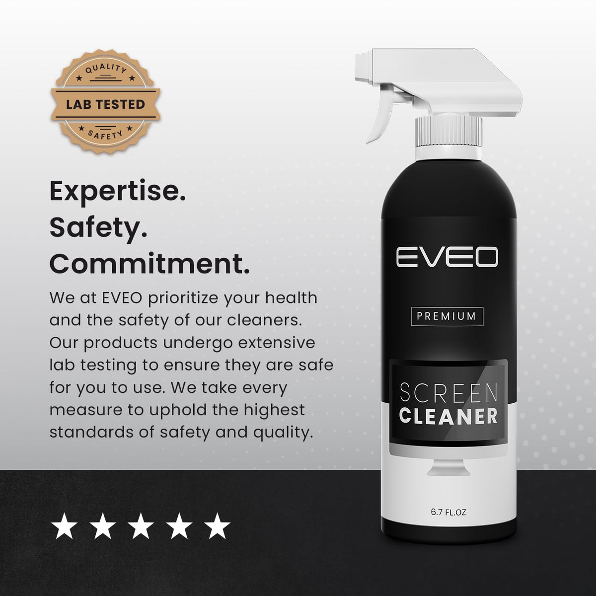 EVEO® Screen Cleaner Spray Kit (Streak-Free) TV Screen Cleaner for Smart TV, LCD, LED, OLED | Computer Screen Cleaner Spray and Wipe Microfiber Cloth - TV, Monitor, Laptop, iPad, Car - 6.7oz 1 Pack