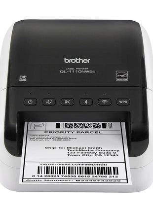 Brother QL-1110NWBC Wide Format, Postage and Barcode Professional Thermal Label Printer with Wireless Connectivity, Black And White, 6.7 inch x 5.9 inch x 8.7 inch