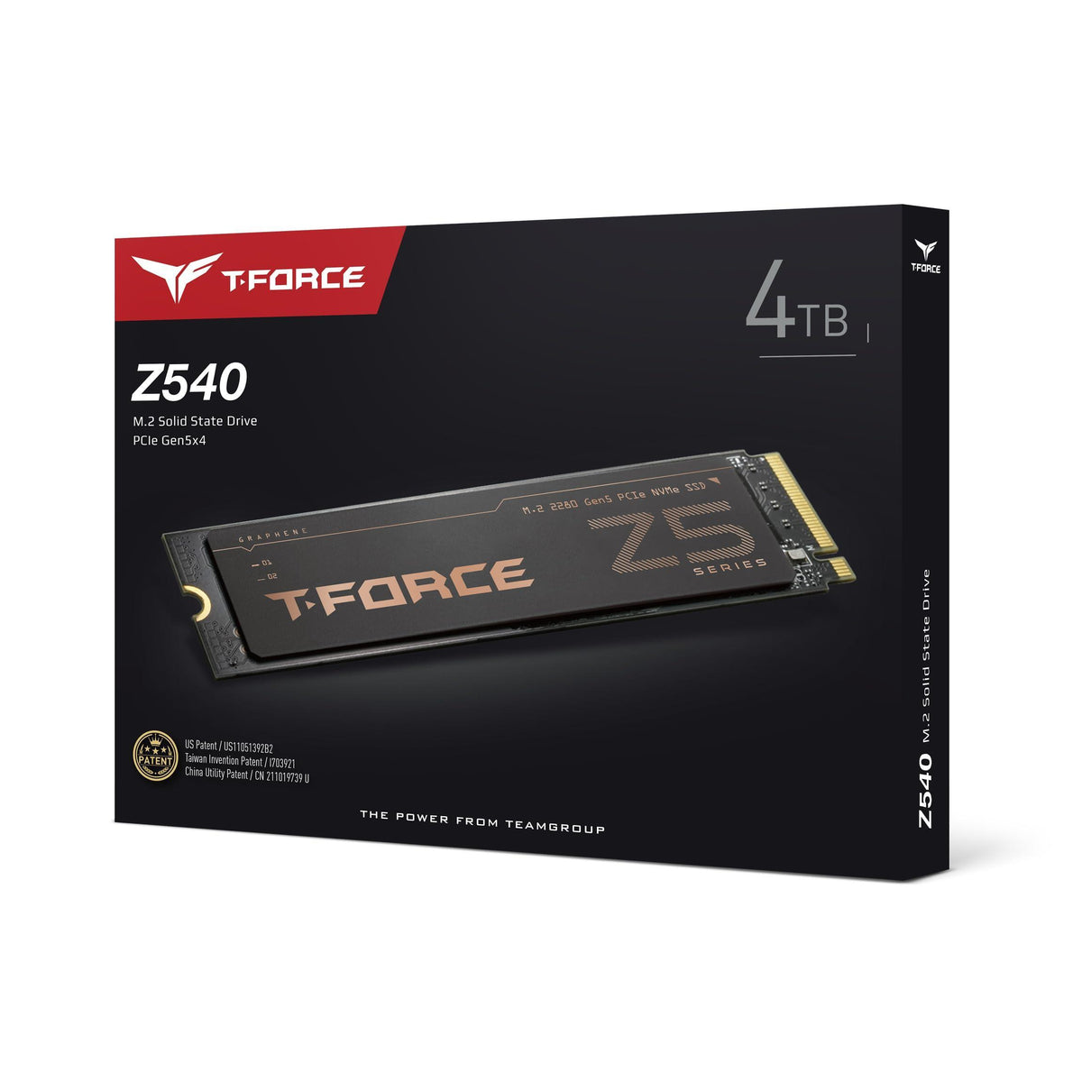 TEAMGROUP T-Force Z540 4TB Gen5x4 DRAM SLC Cache 3D TLC NAND NVMe Phison E26 PCIe M.2 2280 Gaming SSD with Ultra-Thin Graphene Heat Spreader Read/Write 12400/11800 MB/s TM8FF1004T0C129