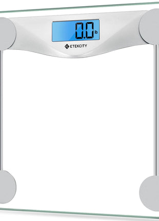 Etekcity Digital Body Weight Bathroom Scale, 6mm Tempered Glass, 400 lbs | Large Blue LCD Backlight Display, High Precision Measurements for Home Bathroom Use