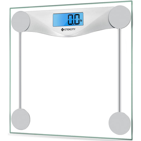 Etekcity Digital Body Weight Bathroom Scale, 6mm Tempered Glass, 400 lbs | Large Blue LCD Backlight Display, High Precision Measurements for Home Bathroom Use