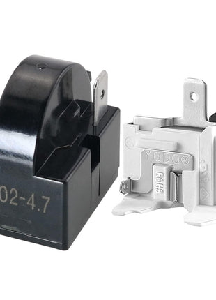Refrigerator Starter Relay and Overload Protector Kit - QP2-4R7 4.7 Ohm 1 Pin PTC Relays and 6750C-0005P Protectors