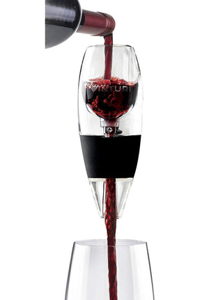 Vinturi Wine Aerator Pourer and Decanter for Red Wines Patented Design Perfectly Aerates Wines By The Glass or Bottle With Distinctive Sound, Includes No-Drip Base & Sediment Screen, Black