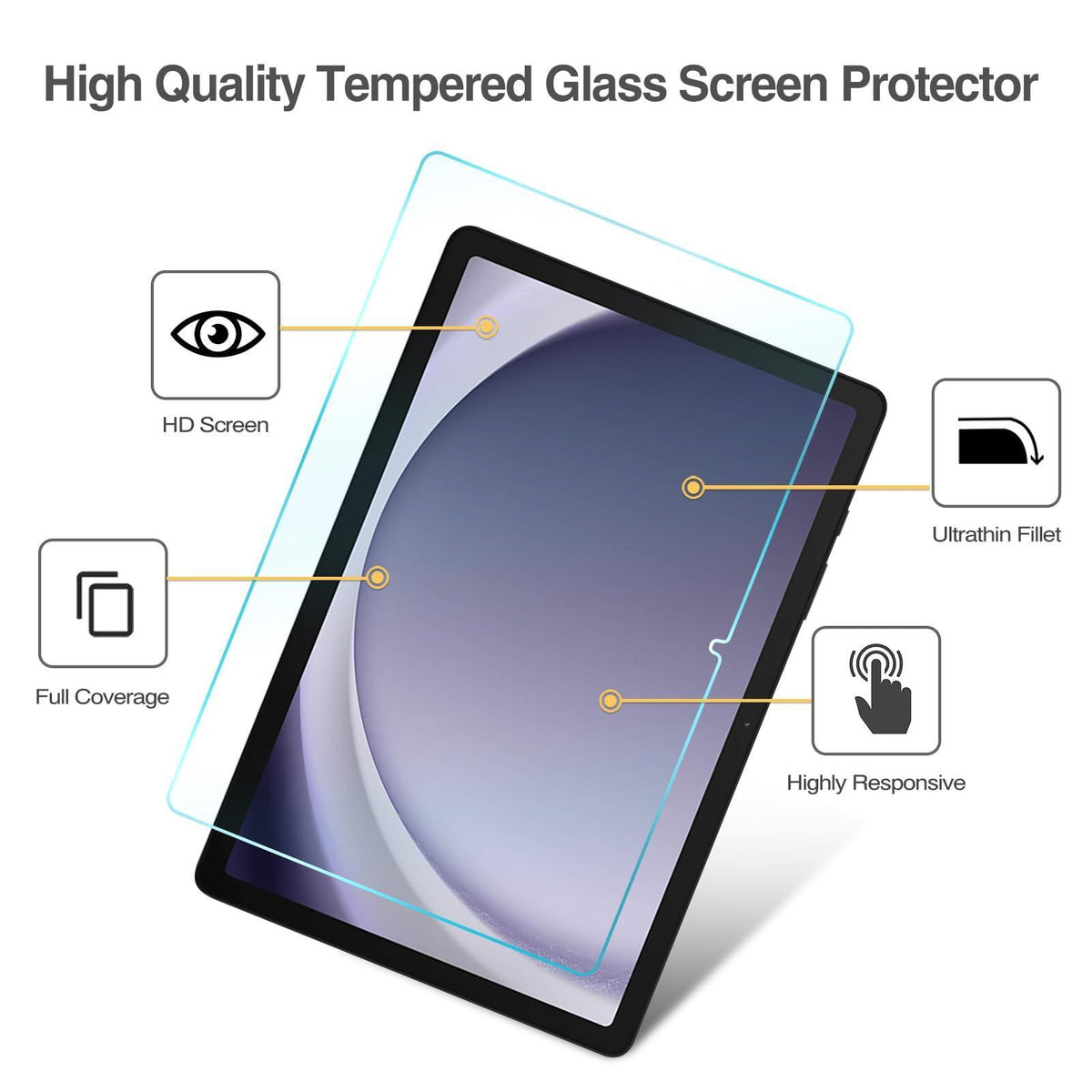 ProCase 2 Pack Screen Protector for Galaxy Tab A9 Plus 11 Inch 2023, HD Tempered Glass 9H Film Guard for 11" Tab A9+ 5G Tablet (SM-X210/X216/X218)
