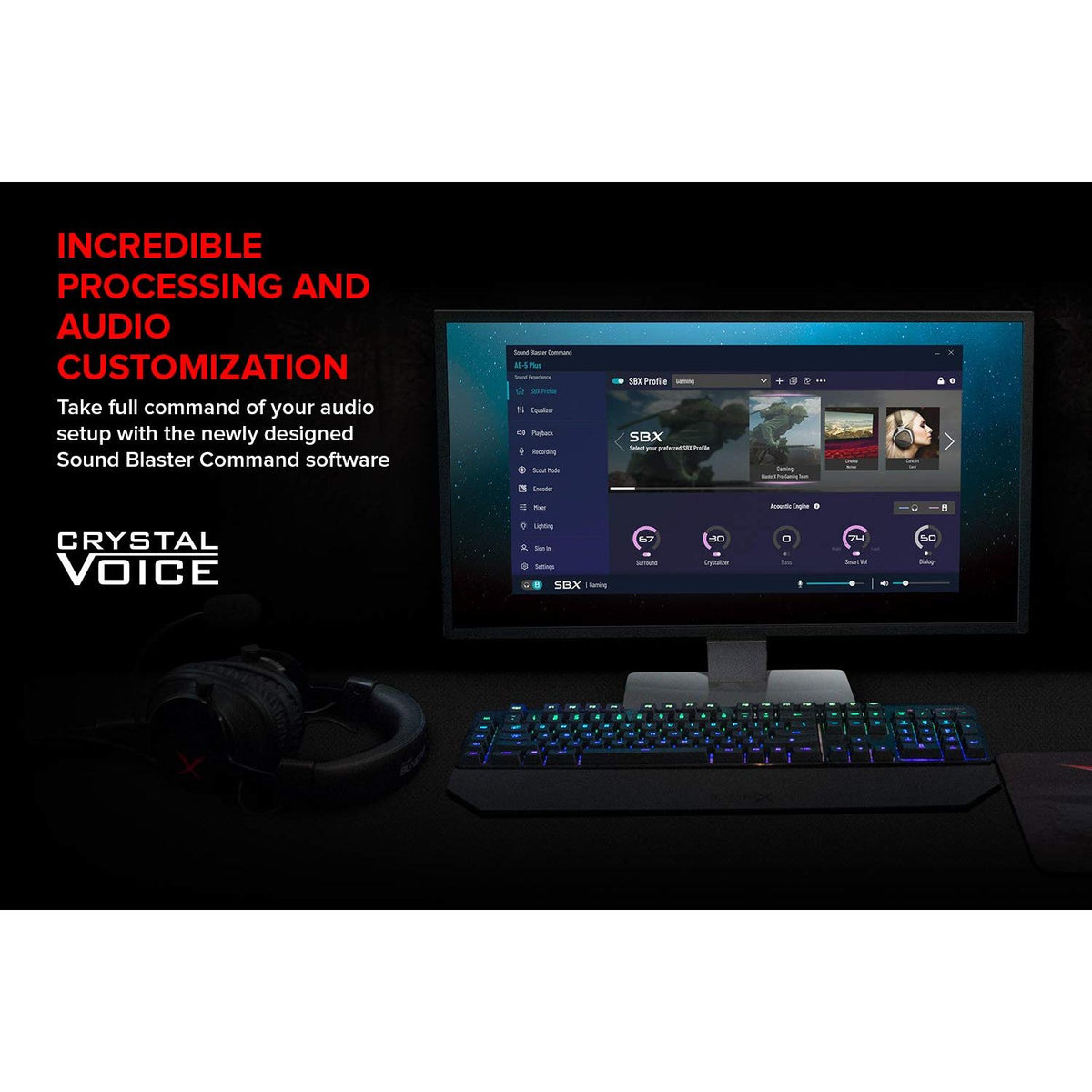 Creative Sound BlasterX AE-5 Plus SABRE32-class Hi-res 32-bit/384 kHz PCIe Gaming Sound Card and DAC with Dolby Digital and DTS, Xamp Discrete Headphone Bi-amp, Up to 122dB SNR, RGB Lighting System