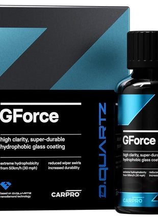 CARPRO DQUARTZ GForce Glass Coating - Windshield & Window Rain Repellent Glass Treatment Sealant Ceramic Coating for Crystal-Clear Vision - Super Durable Hydrophobic Slickness - (10mL w/Eraser)