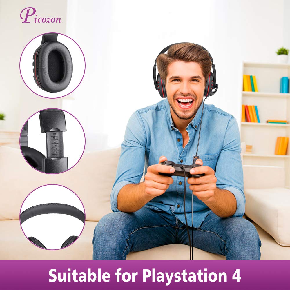 Picozon Gaming Headset Headphone - Mic for PS5/PS4, Laptop, Mobile w/ 3.5mm Plug