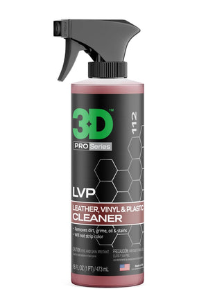 3D LVP Interior Cleaner - Removes Dirt, Grime, Grease, Oil & Stains from Leather, Vinyl & Plastic - Great for Seats, Steering Wheels, Door Panels, Dashboards - Car, Office, Home Use 16oz.