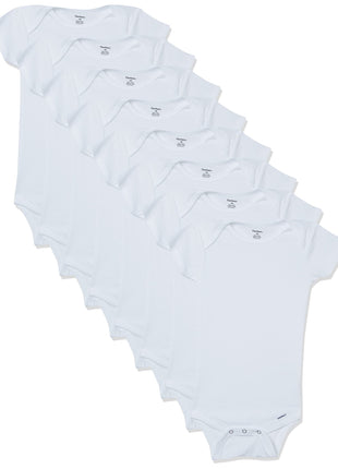 Gerber Baby 8-Pack Short Sleeve Onesies Bodysuits, Solid White, 0-3 Months