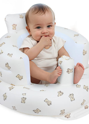 EKEPE Inflatable Baby Seat for Babies 3 Months & Up, Baby Floor Seats for Sitting Up, Baby Seats for Infants, Blow Up Baby Chair with Built in Air Pump - Bear