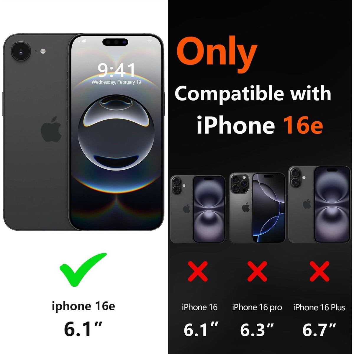 Diverbox for iPhone 16e Case [Compatible with MagSafe] [Shockproof] [Dropproof] [with Screen Protector ] Heavy Duty Protection Phone Case Cover for Apple iPhone 16e 2025 6.1 inch (Black)