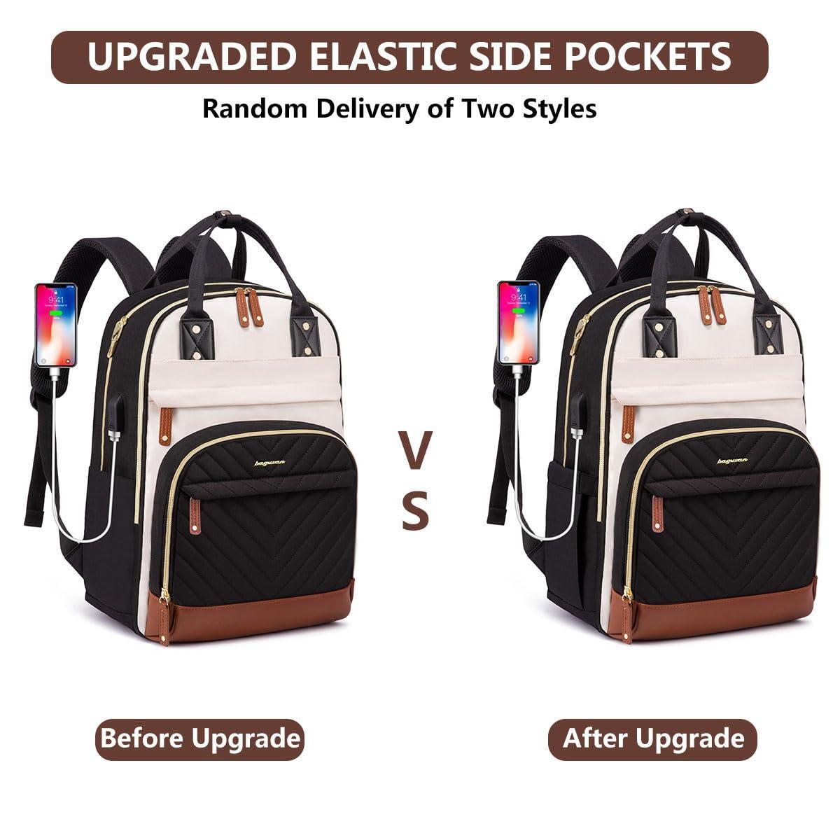 Laptop Backpack for Women Bag - 15.6 inch Work Travel Backpack with USB Charger College Bookbag Waterproof Business Computer Backpack Anti-theft Casual Backpacks for Nurse Teacher Beige Black Brown