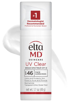 EltaMD UV Clear Face Sunscreen SPF 46, Oil Free for Face with Zinc Oxide, Dermatologist Recommended Sunscreen Lotion, For Acne-Prone Sensitive Skin, 1.7 oz Pump