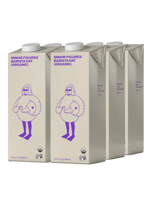 Minor Figures - Oat Milk - Organic - Barista Standard - 32 Oz - 6 Pack - Non-GMO - Plant-Based - Vegan - Dairy-Free - Shelf Stable - Unsweetened