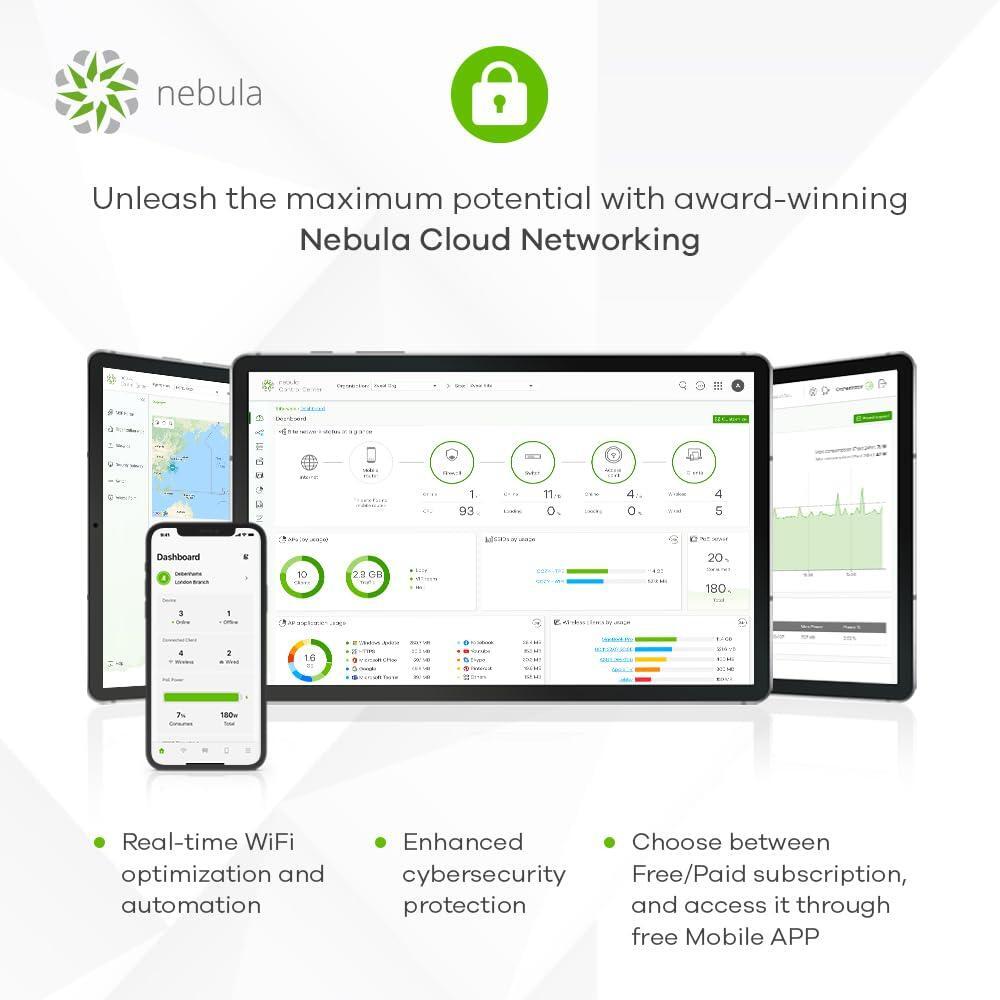 Zyxel WiFi 7 BE11000 Wireless MultiGig Pro Access Point | 2 x 2.5Gb Ethernet | Tri-Band Operation | Mesh and PTP Bridge | Cloud, App, Direct or Controller Management | POE+ | NWA130BE