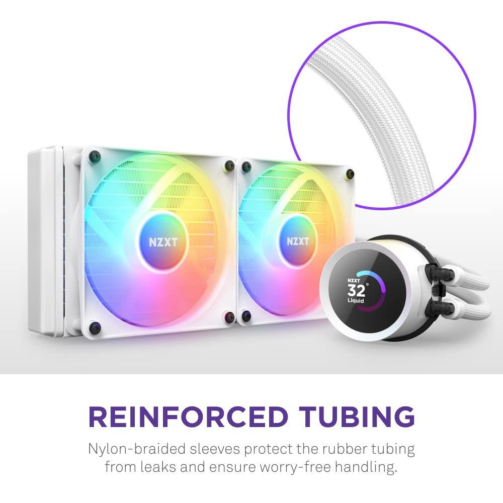 NZXT Kraken 240 RGB - 240mm AIO CPU Liquid Cooler - Customizable 1.54"" Square LCD Display for Images, Performance Metrics - High-Performance Pump - 2 x F120 RGB Core Fans - White