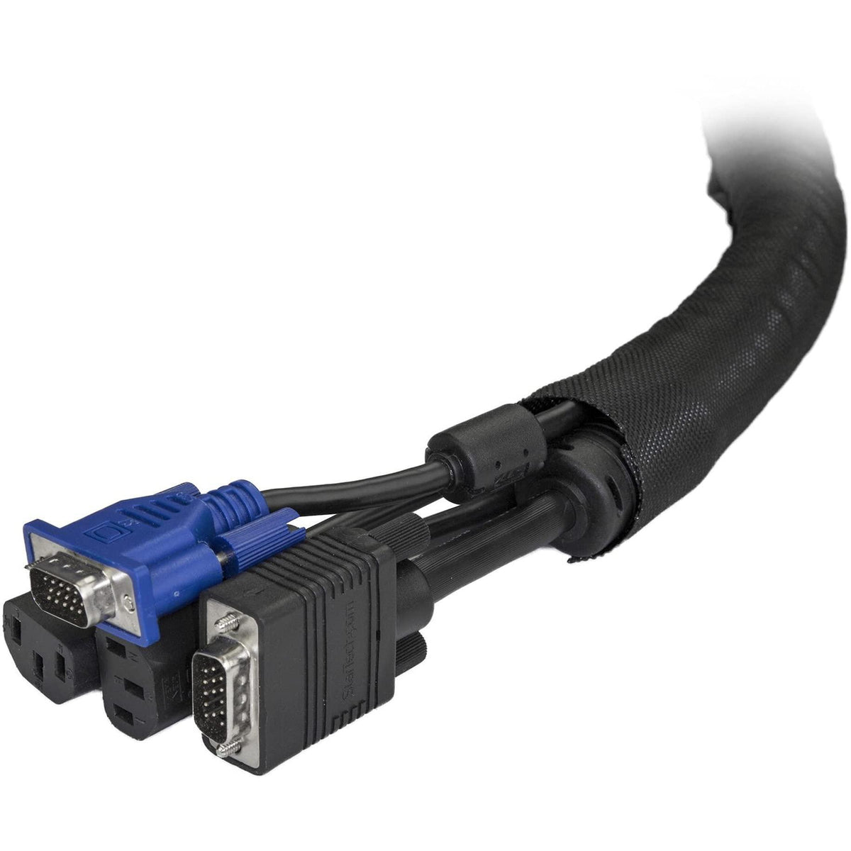 StarTech.com 6.5' (2m) Cable Management Sleeve - Flexible Coiled Cable Wrap - 1.0-1.5" dia. Expandable Sleeve - Polyester Cord Manager/Protector/Concealer - Black Trimmable Cable Organizer (WKSTNCM)