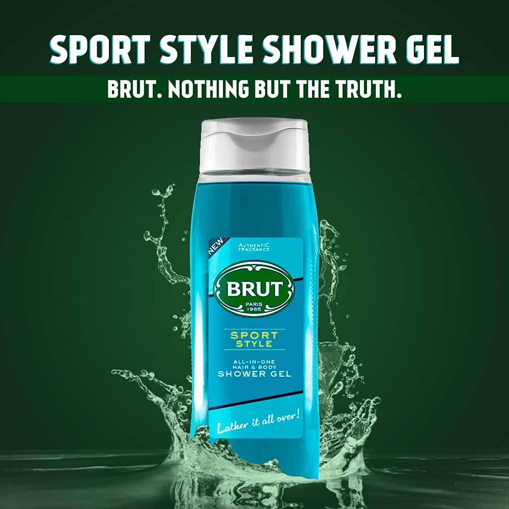 Brut Sport Style ALL-IN-ONE Shower gel for Hair & Body | Body Wash for Men| Authentic Fragrance 500ml