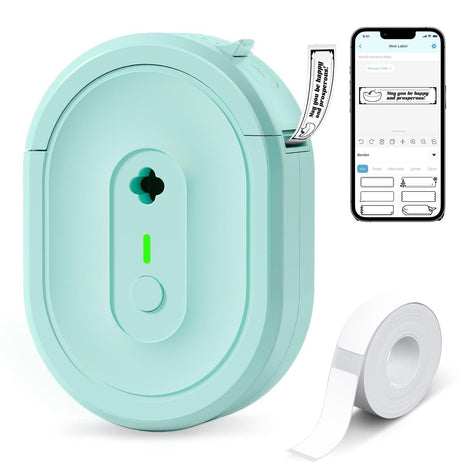 Label Maker Machine with Tape, N12 Portable Bluetooth Label Printer, Wireless Mini Label Makers Thermal Sticker with Multiple Templates for Home, Kitchen, School, Office Organization, Green