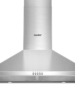 COMFEE' Wall Mount Range Hood 30 Inch, 450 CFM Ducted/Ductless Convertible | Stainless Steel Chimney-Style Vent Hood, 3-Speed Exhaust Fan with 2 LED Lights and 5-Layer Aluminum Permanent Filters