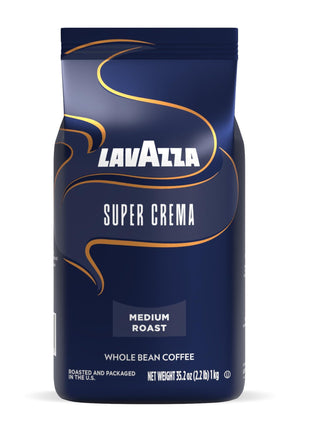 Lavazza Super Crema Whole Bean Coffee, Medium Espresso Roast, Arabica and Robusta Blend, 2.2 lb Bag, Package May Vary (Pack of 1)