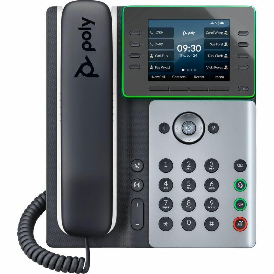 Poly Edge E320 IP Phone - Corded - Corded - Bluetooth - Desktop, Wall Mountable - Black - VoIP - 2 x Network (RJ-45) - PoE Ports