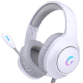 syndesmos CM7002 Gaming Headset for PS5, PS4, PC, Mac, Switch, Xbox Series, Surround Sound RGB Gaming Headphones with Noise Canceling Microphone, 50MM Dynamic Drivers, 3.5MM Audio Jack, Light White