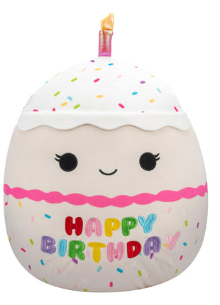 Squishmallows Original 14-Inch Lyla Vanilla Birthday Cake with Rainbow Sprinkles Embroidery - Official Jazwares Large Plush