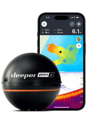 Deeper PRO+ 2 Sonar Fish Finder - Portable Fish Finder and Depth Finder For Kayaks, Boats and Ice Fishing with GPS Enabled | Castable Deeper Fish Finder with FREE User Friendly App