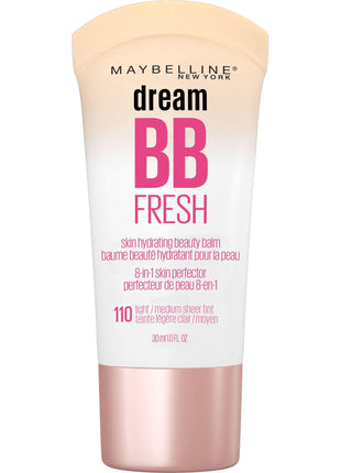 Maybelline Dream Fresh Skin Hydrating BB cream, 8-in-1 Skin Perfecting Beauty Balm with Broad Spectrum SPF 30, Sheer Tint Coverage, Oil-Free, Light/Medium, 1 Fl Oz