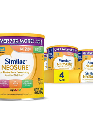 Similac NeoSure Premature Post-Discharge Baby Formula Powder | Infant formula for preemies designed to support development & excellent growth, in 22.8 oz value-size can, 4 pack