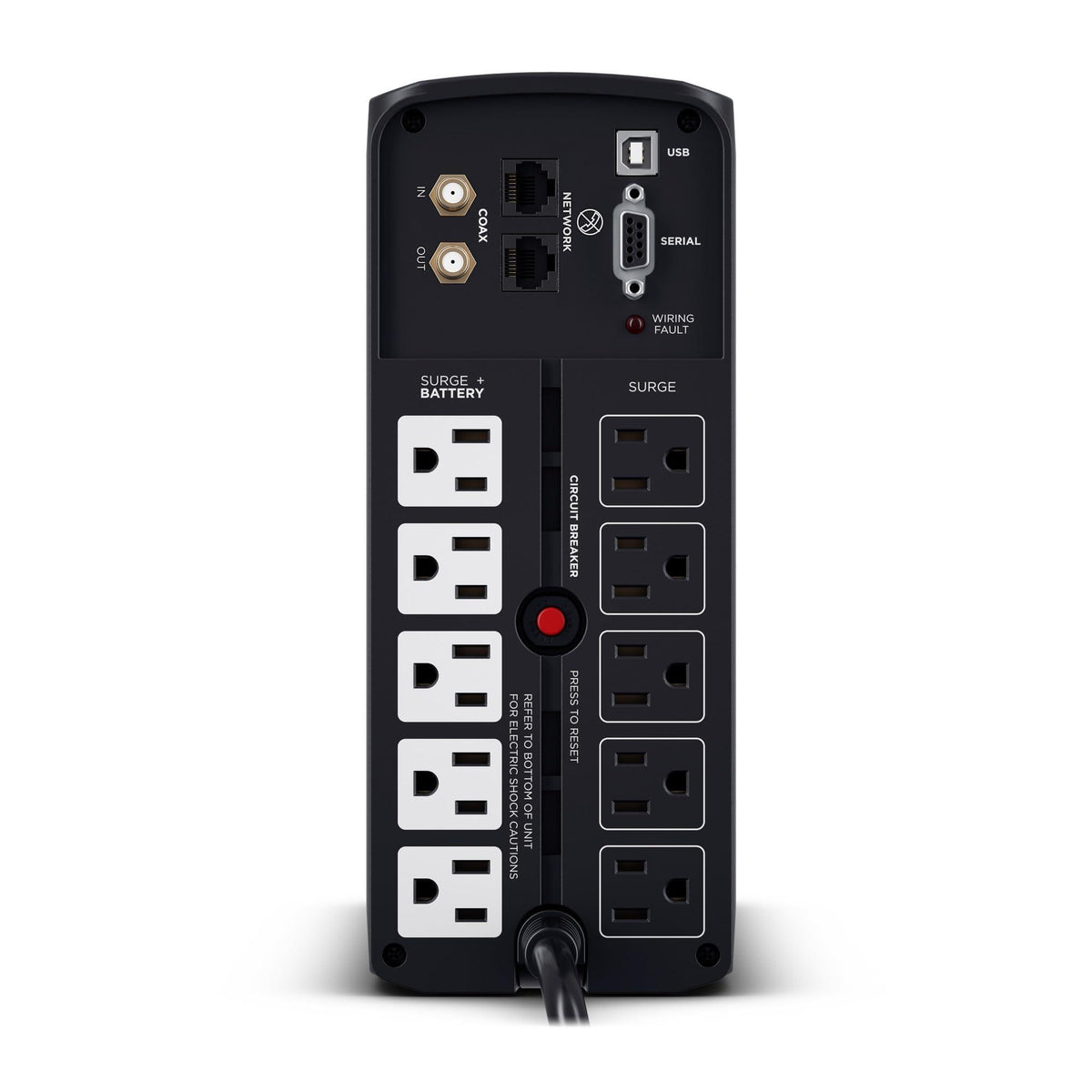 CyberPower BRG1000AVRLCD Intelligent LCD UPS System, 1000VA/600W, 10 Outlets, AVR, Mini-Tower, 5-Year Warranty