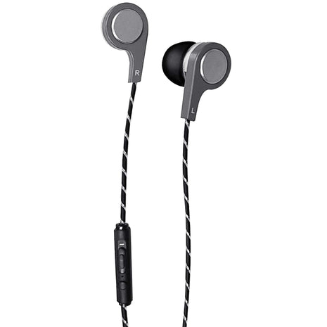 Maxell Bass 13 Metallic Earbuds with Microphone, 4 Ft Cord, Silver | Dynamic heavy bass with crystal clear highs & mids - soft rubberized on-ear design, inline volume control