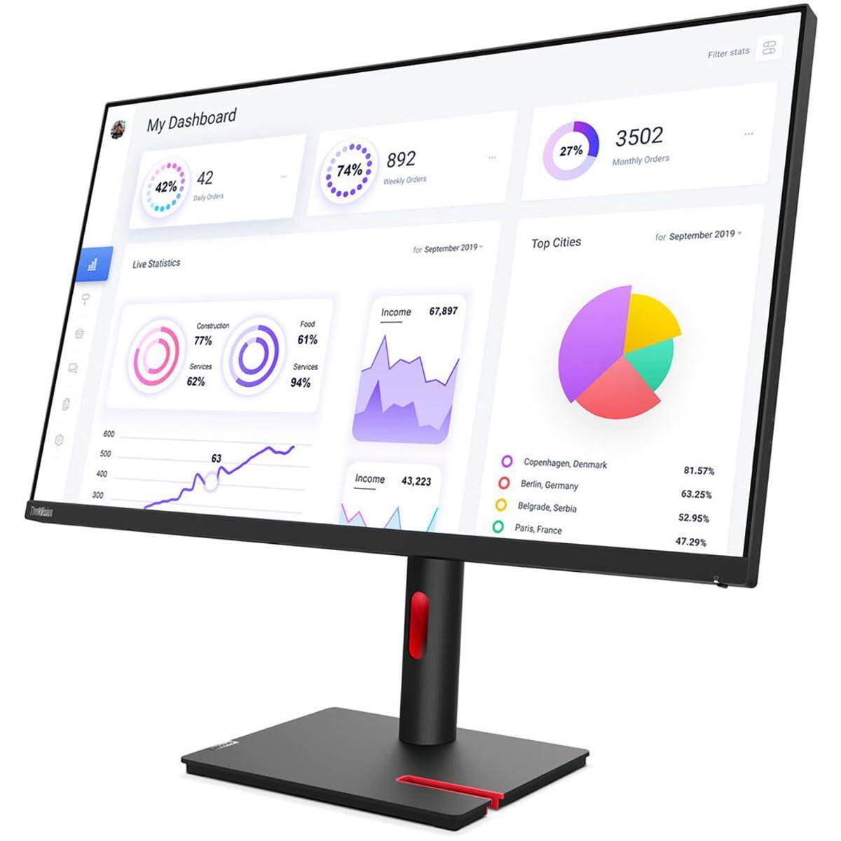 Lenovo ThinkVision T22i-30 21.5 Full HD WLED LCD Monitor - 16:9 - Raven Black