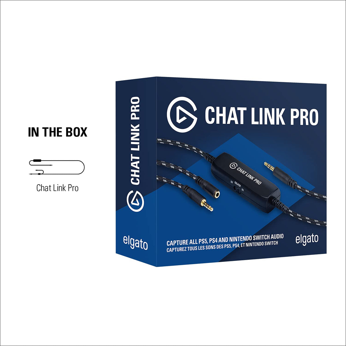 Elgato Chat Link Pro - Audio Adapter, for PS5, PS4, Nintendo Switch, Capture Voice Chat, Gameplay Sound, Extra Long Cable, Black