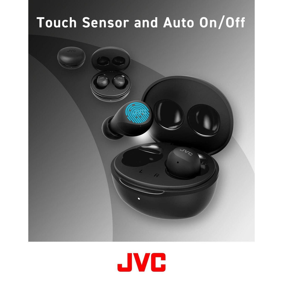 JVC Compact and Lightweight Gumy Mini True Wireless Earbuds Headphones, Long Battery Life (up to 23 Hours), Sound with Neodymium Magnet Driver, Water Resistance (IPX4) - HAA6TB (Black)