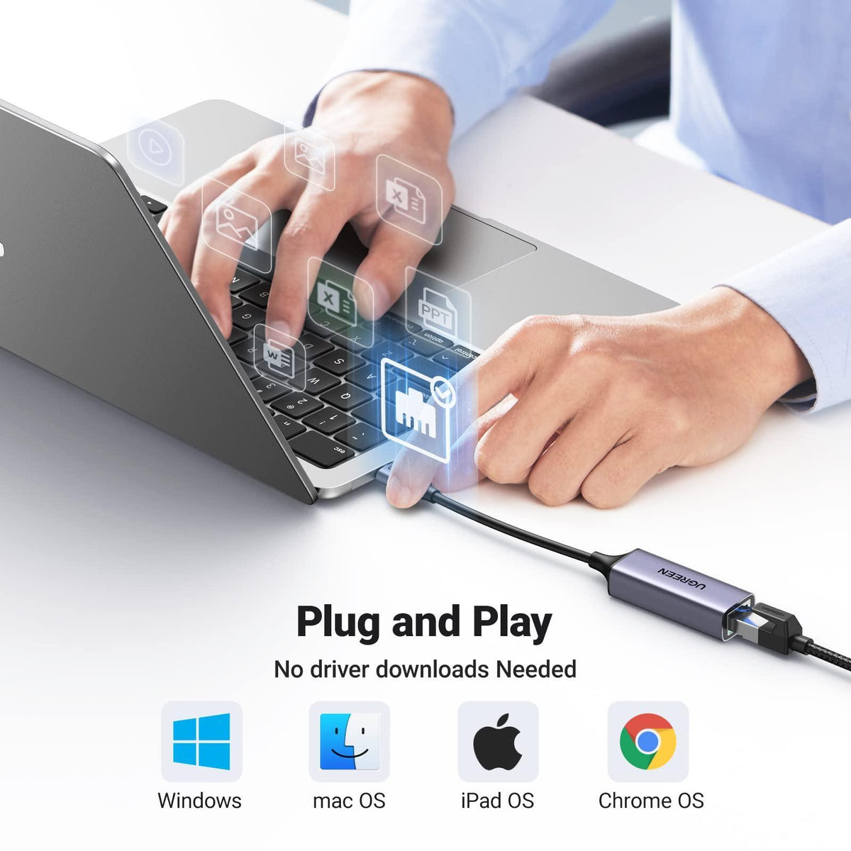 UGREEN USB C to Ethernet Adapter, Plug and Play 1Gbps Ethernet Adapter, Aluminum Case, (Thunderbolt 4/3 Compatible) to RJ45 Network Dongle, Compatible for MacBook Pro/Air, iPhone 16 Pro/Max, iPad, XPS