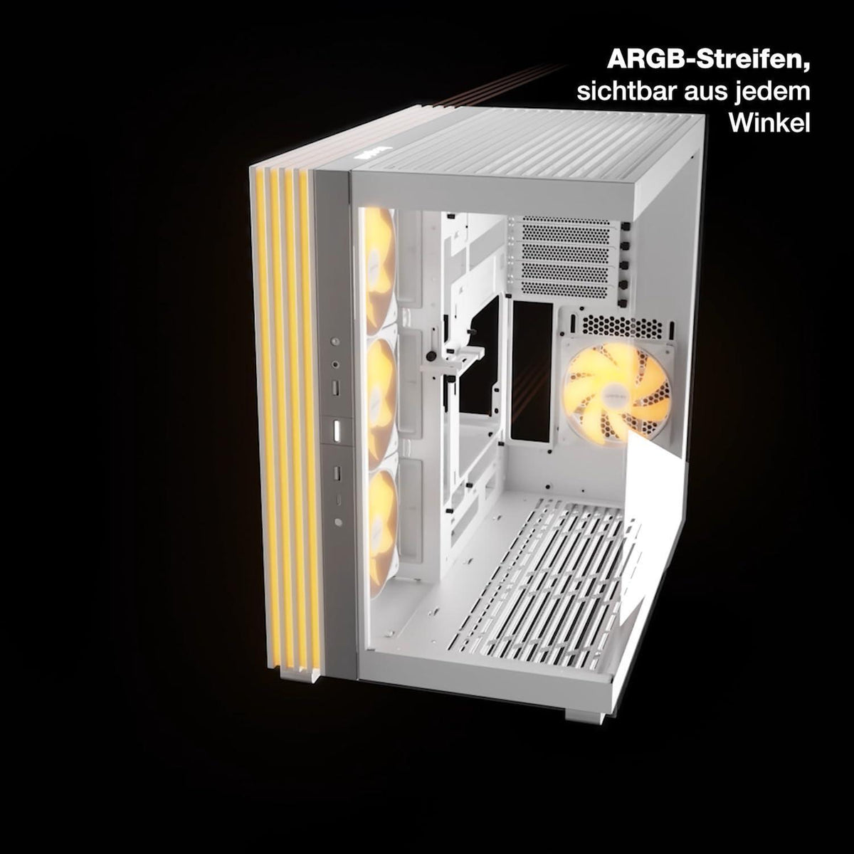 be quiet! Light Base 600 DX White PC Case | Fully Windowed Front and Side Panel | Dual Chamber | ARGB LED Strip | Inverted and Horizontal Layout Customizable | BGW66
